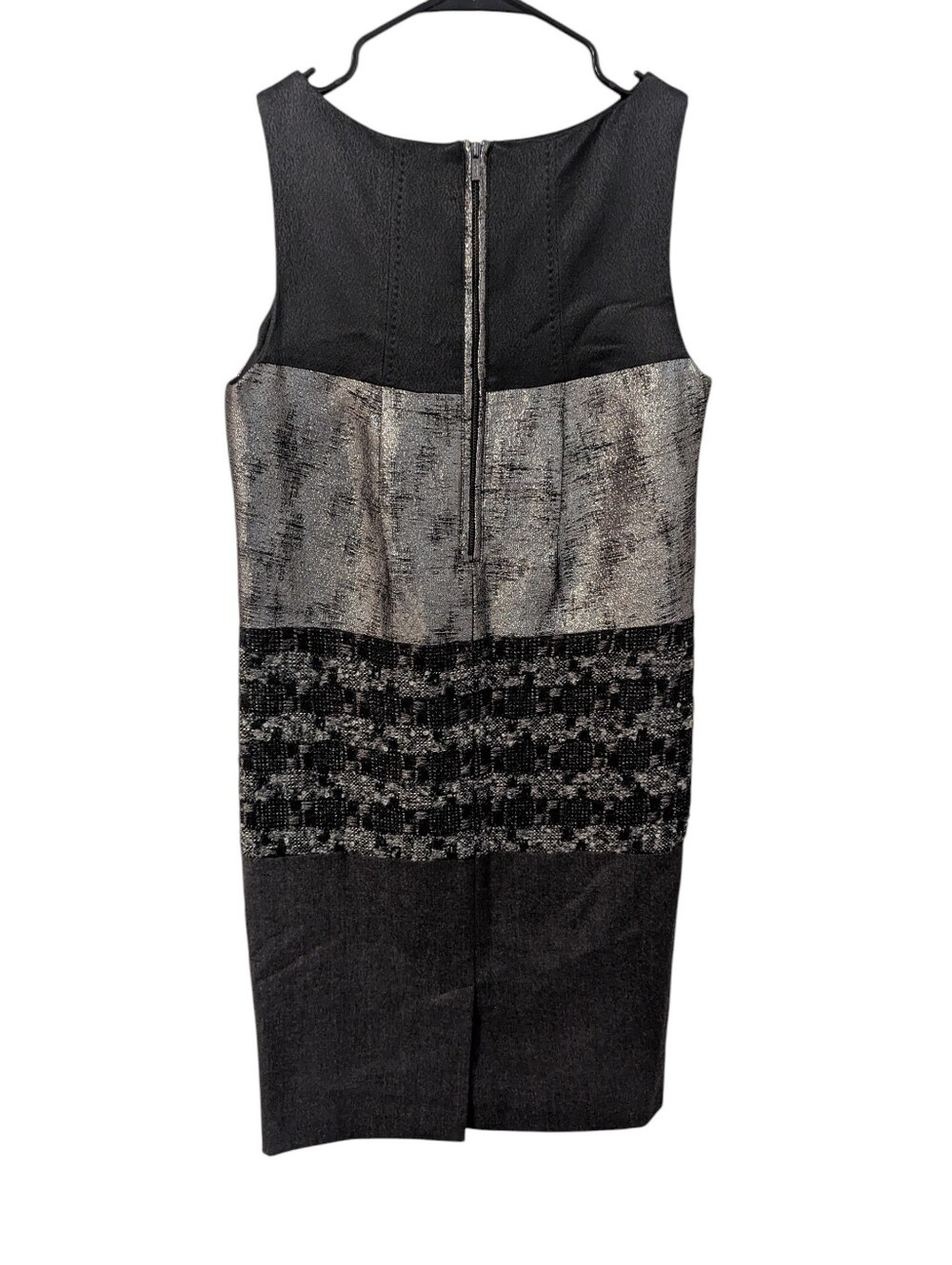 Tory Burch, Wool Sleeveless Black and Silver Textured Sheath Dress, Size Xs - Picture 3 of 3